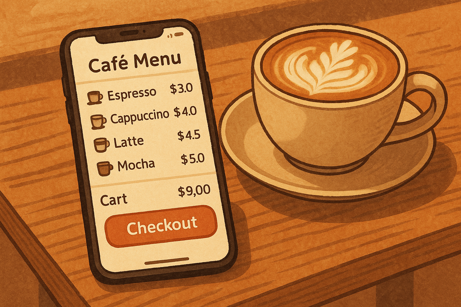 Cafe online ordering on smartphone